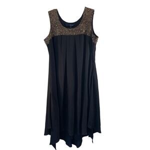 DENIM 24/7 Women’s Black with Gold Beaded Trim Sleeveless Dress / Size: 16W